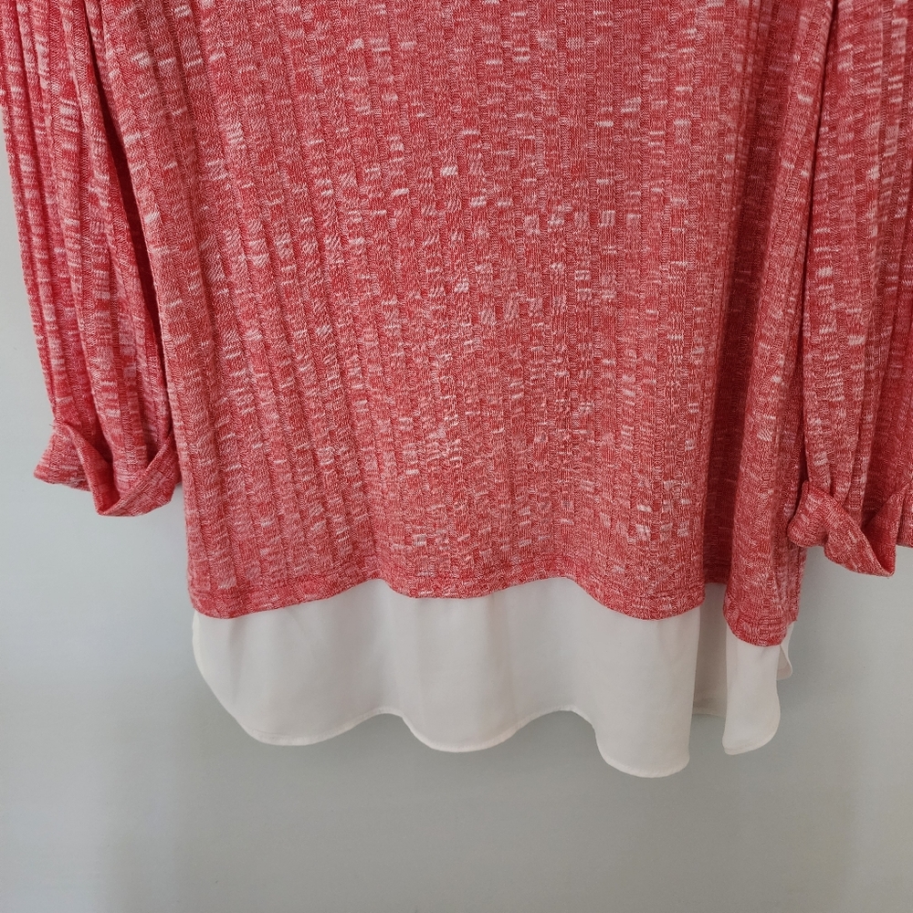 Soho New York & Company size L peach and white shirt - Picture 3 of 4